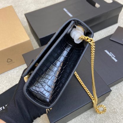 Ysl black gold buckle crocodile shoulder bag - Image 3