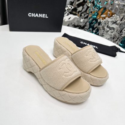 Chanel Early Spring Apricot Dance Shoes Series Retro European and American New Slippers Heel Height 7cm - Image 3