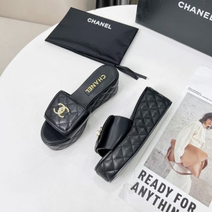 Chanel black spring and summer series European and American catwalk new slippers heel height 6.5 - Image 3