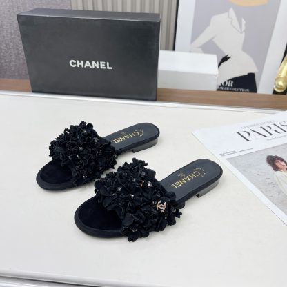 Chanel Spring/Summer Dance Shoes Collection Black Retro Printed Brick Slippers - Image 3