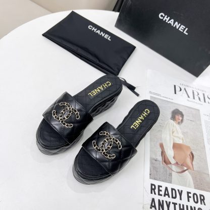 Chanel Spring/Summer Dance Shoes Series Black European and American Catwalk New Slippers Heel Height 6.5cm - Image 3
