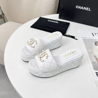 Chanel Spring/Summer Dance Shoes Series White European and American Show New Slippers Heel Height 6.5cm - Image 3