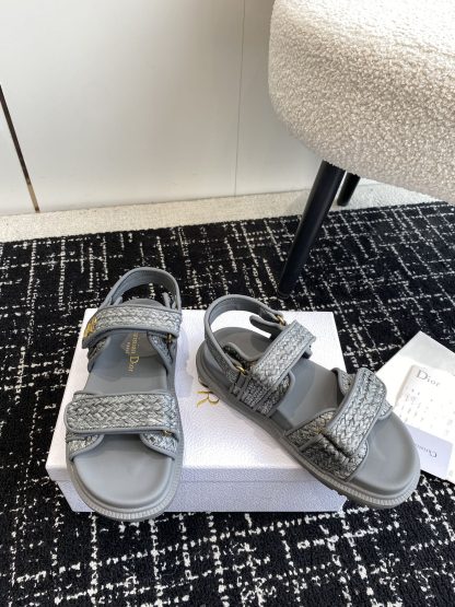 Dior hot-selling magic tape one-strap woven flat sandals - Image 3