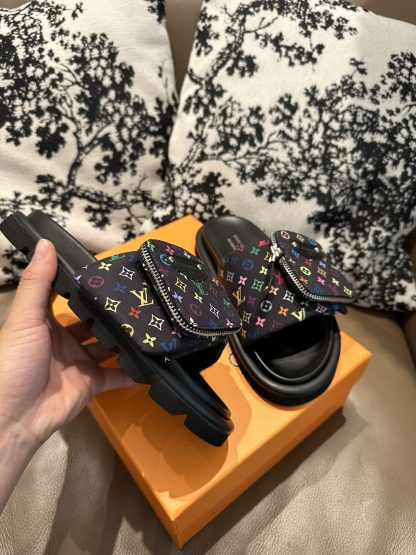 Louis Vuitton Couple's Small Backpack and Four-Color Slippers - Image 3