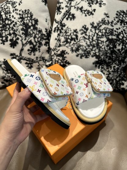 Louis Vuitton Couple's Small Backpack and Four-Color Slippers - Image 3