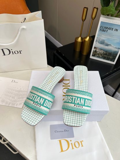 Dior Fresh Mint Green Silk Satin Mid-heeled Sandals