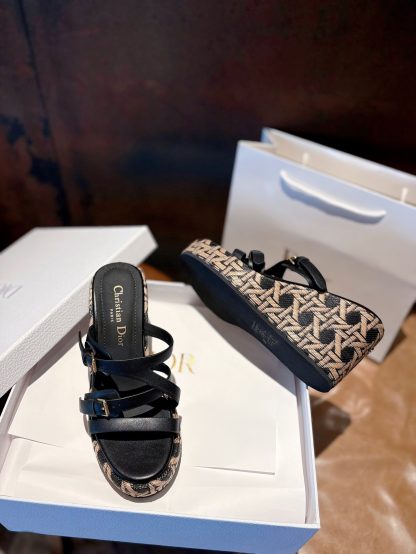 Dior black wedge sandals - Image 3