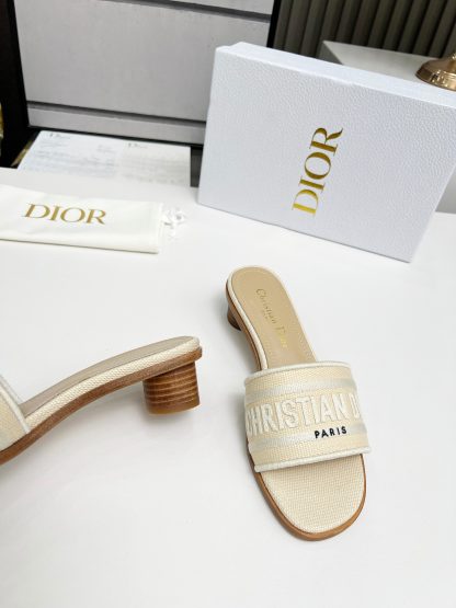 Dior monogram embroidered leather high-heeled sandals - Image 3