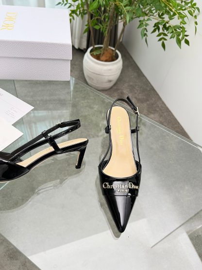 Dior patent leather shiny black temperament high heels - Image 3