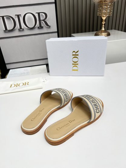 Dior Women's Monogram Embroidered Slippers - Image 3