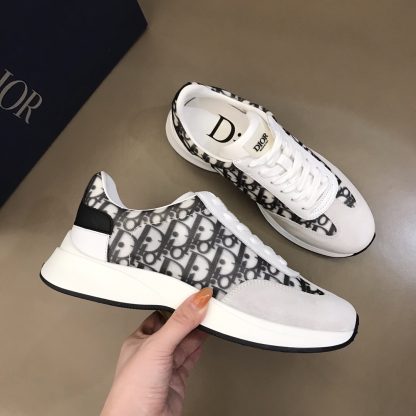 Dior B01 White Monogram Canvas Spliced Sneakers - Image 5
