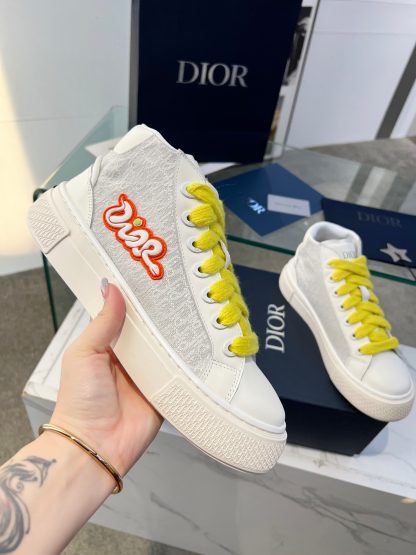 Dior Grey Jacquard High Top Sneakers - Image 4