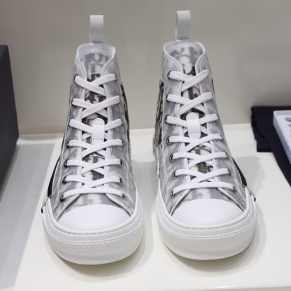 Dior Matte Pearl Glitter PVC Semi-Transparent Panel High-Top Casual Sneakers - Image 4