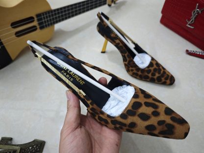 Ysl leopard print high heels Ysl logo high-heeled sandals - Image 4