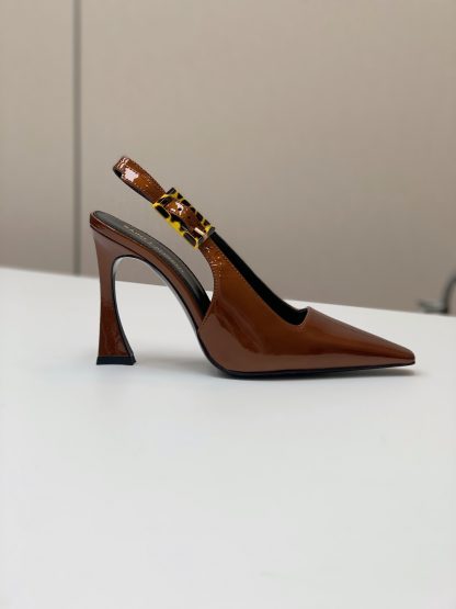 Ysl shiny high-heeled backless single shoes high heels - Image 4