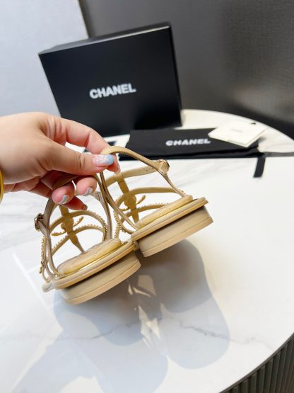 Chanel new apricot classic flip-flop intellectual and elegant sandals - Image 4