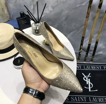 Ysl Elegant Full Diamond Crystal High Heels - Image 4