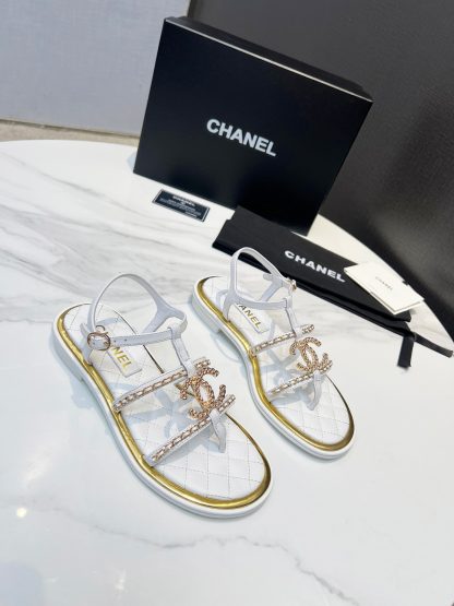 Chanel new white classic flip-flop intellectual and elegant sandals - Image 4