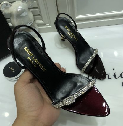 Ysl luxury metallic high-heeled sandals - Image 4