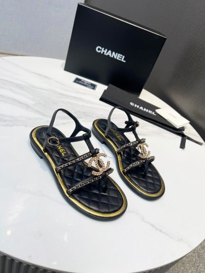 Chanel new black classic flip-flop intellectual and elegant sandals - Image 4