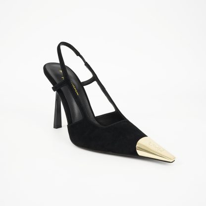 Ysl Small Gold Head Square Heel High Heels - Image 3