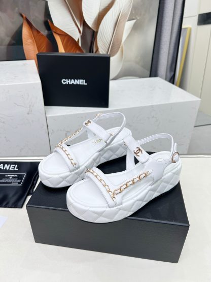 Chanel Spring White Top Chain Versatile Lightweight Sandals - Image 4