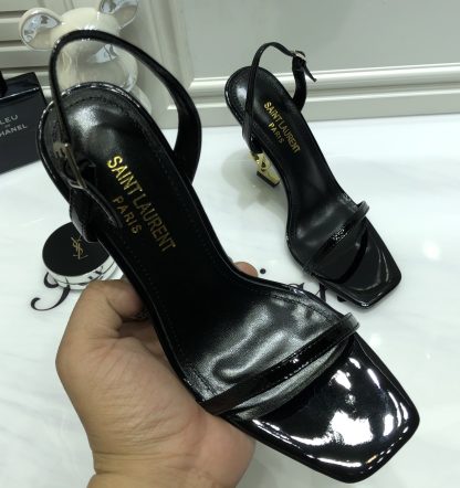 Ysl Logo Square Toe High Heels - Image 4