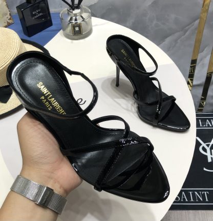 Ysl lacquered high-heeled sandals stylish elegant heels - Image 4
