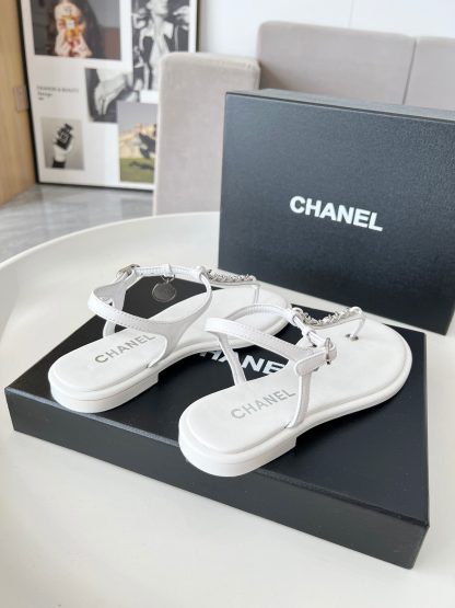 Chanel's new white classic elegant flip flops sandals - Image 4
