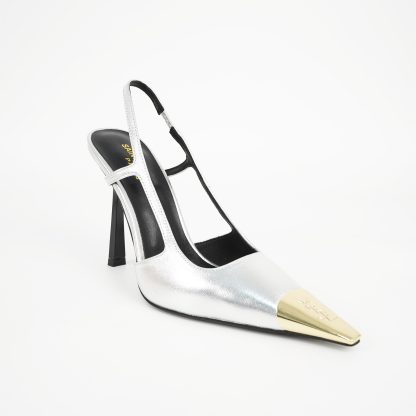 Ysl Small Gold Head Square Heel High Heels - Image 4