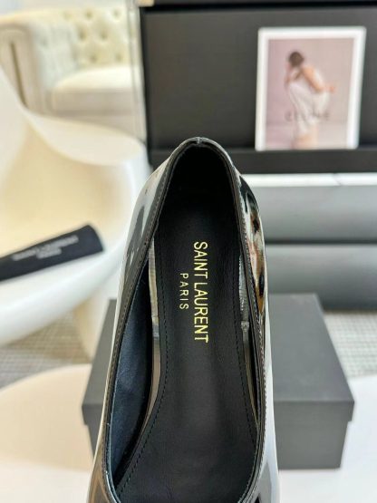 Ysl retro patent leather pointed toe flat shoes - Image 4
