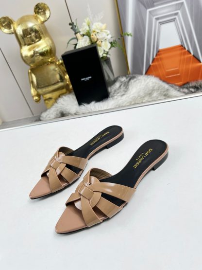 Ysl Fashion Patent Leather Elegant Slippers - Image 4