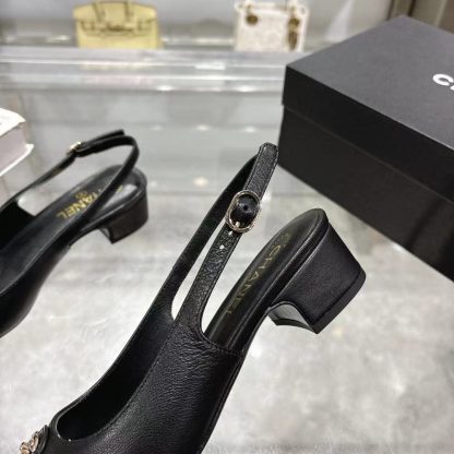 Chanel Spring and Summer New Black Comfortable Low Heel Sandals Heel Height 3.5cm - Image 4