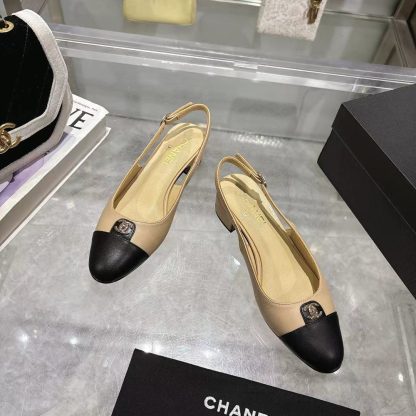Chanel Spring and Summer Apricot New Comfort Low Heel Sandals Heel Height 3.5cm - Image 4