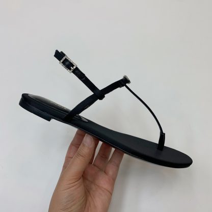 Ysl silk diamond buckle flat sandals - Image 4