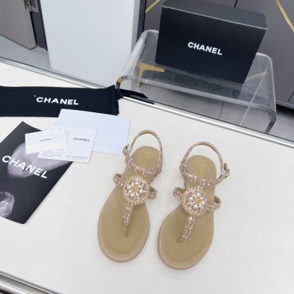 Chanel Spring-Summer Dance Shoes Collection New Retro Apricot Sandals - Image 4