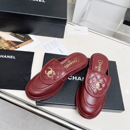 Chanel autumn and winter new goddess elegant temperament red half-slippers - Image 4