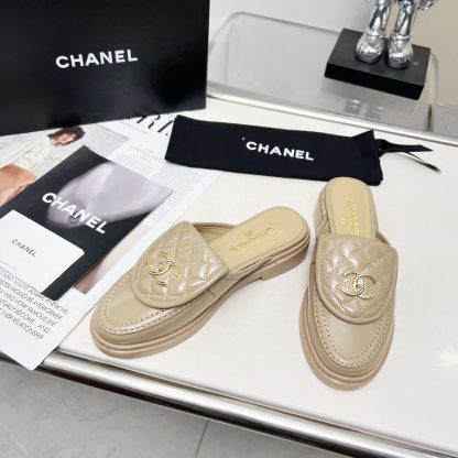 Chanel autumn and winter new goddess elegant temperament apricot half-slippers - Image 4