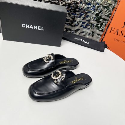 Chanel black matte early spring dance shoes series new retro feeling half slippers - Image 4