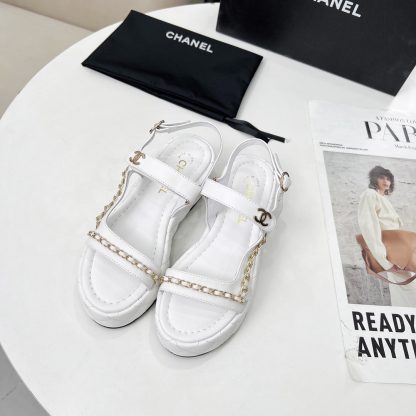 Chanel Spring and Summer White Dance Shoes Series New European and American Catwalk Sandals - Image 4