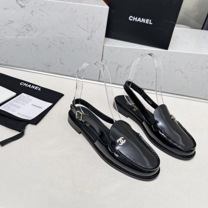 Chanel Spring and Summer Dance Shoes Series New Black Small Round Head Sandals Heel Height 2.5cm - Image 4