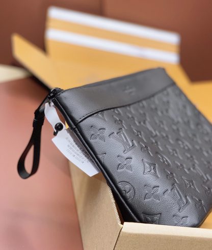Louis Vuitton Black Leather Embossed POCHETTE VOYAGE SOUPLE Clutch - Image 4