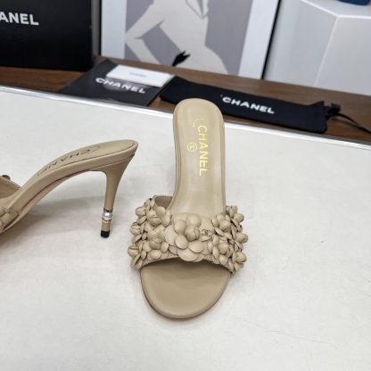 Chanel Spring and Summer Apricot Dance Shoes Series New Custom Flower Sandals Heel Height 8.5cm - Image 4