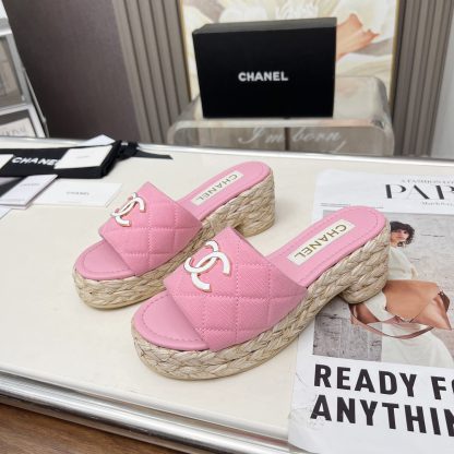 Chanel pink spring and summer dancing shoes series slimming sandals with heel height 6.5cm - Image 4