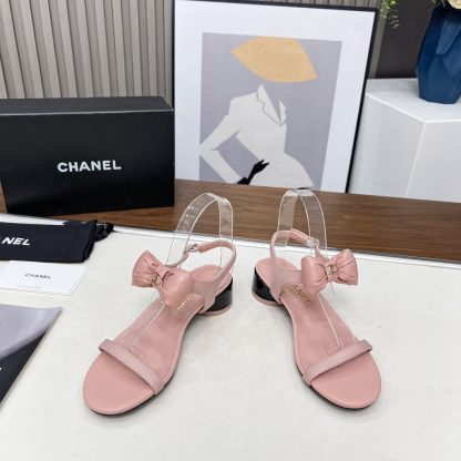 Chanel Spring/Summer Dancing Shoes Collection Pink Bow Sandals Heel Height 3.5cm - Image 4