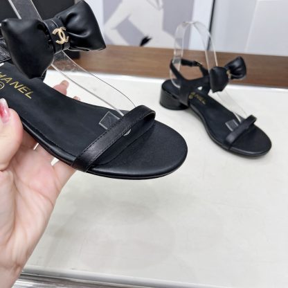 Chanel Spring/Summer Dancing Shoes Collection Black Bowknot Sandals Heel Height 3.5cm - Image 4