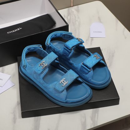 Chanel Temperament Denim Blue Sandals - Image 4