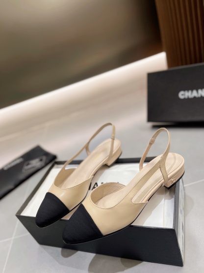 Chanel pointed lambskin apricot sandals - Image 4