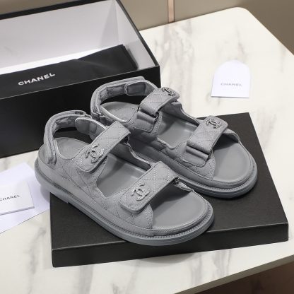 Chanel Temperament Denim Grey Sandals - Image 4