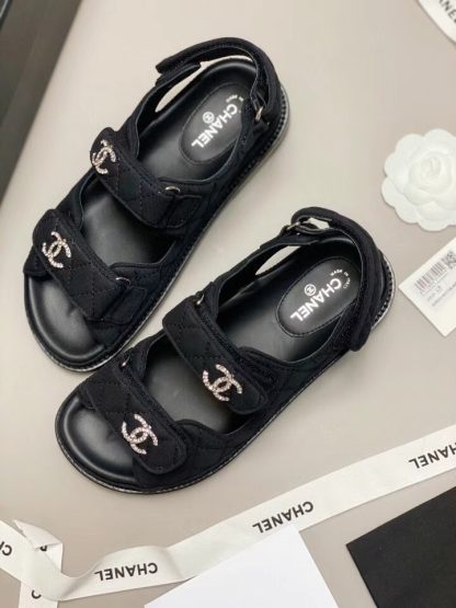 Chanel Temperament Denim Black Classic Sandals - Image 4